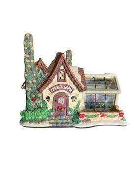 Christmas Village House Flower Shop Holiday Vintage